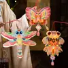 Linternas del Festival de Mediados de Otoño, Linternas de Papel de Libélula Estilo Chino, Kits de Materiales Hechos a Mano para DIY, Linternas Portátiles Emisoras de Luz para Niños para Puestos