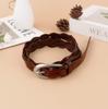 Cinturón de Cuero Tejido Hecho a Mano para Mujer, No Requiere Agujeros, Versátil Estilo Retro Cinturón de Piel de Vaca Pura para Mujer, Cinturón de Cintura Casual Hueco Estilo Coreano