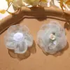 Polvo Blush Bruma Suave Malla Retro Francesa Flor de Rosa Diseño de Nicho Tipo Hada Accesorios para el Cabello y Accesorios de Ropa