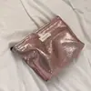 Bolsa de Maquiagem Prateada Chamativa para Mulheres, Portátil, Grande Capacidade, Toque de Luxo, Bolsa para Cosméticos e Artigos de Higiene Pessoal, Bolsa Organizadora de Novo Estilo, Pequena