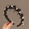 Diadema de Perlas Red Velvet para Mujer, Nuevo Estilo de Alta Gama 2025, Lujo Ligero, Corona Alta, Diadema para Lavarse la Cara, Accesorio para el Cabello de Pinza