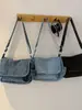 Bolso Bandolera de Mezclilla Retro con Solapa Estilo Coreano para Mujer Bolso Pequeño de Lona Simple Bolso Mensajero Casual para Viajes y Salidas
