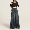Jeans blancos de pierna ancha con forro de polar para mujer, otoño e invierno 2026, casual petite, adelgazantes, de cintura alta, rectos relajados, con caída