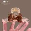 Moda Japonesa Coreana Gama Alta Color Transparente Pinza Grande de Garra Celebridad de Internet Nuevo Estilo Color Café Mariposa Parte Trasera de la Cabeza Moño de Cabello Pinza de Tiburón