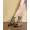 Primer Encuentro Ji Parche Retro Punta Redonda Con Cordones Lazo Botines Tobillo Mujer Franceses Adelgazantes Versátiles Botas Vaqueras Botas Martin