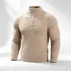 Suéter pulôver com zíper e gola alta meia, masculino, outono e inverno, europeu e americano, malha casual masculina, blusa base quente plus size