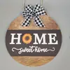 Lazo a cuadros Navidad Pascua Día Nacional Accesorios Adorno para colgar en la puerta Letra de madera HOME Bienvenida Listado