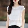 Nuevo Chaleco de Punto de Algodón Puro con Cuello Redondo para Mujer Primavera y Verano, Top Básico sin Mangas de Color Sólido Calado