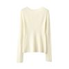 Tricô de Lã Penteada de 18 Agulhas Yangtze Fio Gola de Uma Linha Ondulação de Água Look Emagrecedor Manga Longa Base Fina Feminino Atacado