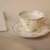 Juego de Tazas de Café Retro Jingdezhen Taza Cerámica Pequeña Europea Creativa Set de Té de la Tarde Pastoral Flor