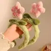 Recluta Flores de Durazno~ Linda Diadema de Felpa con Cabeza de Flor para Mujer Dibujos Animados Dulce Pasador para el Cabello Lavado Facial Diadema Peluda Antideslizante Accesorios para el Cabello