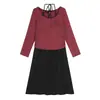 Nova Chegada de Outono Top Vermelho Pequeno Plus Size Roupas Femininas Emagrecedor Casual Camisola Vestido Conjunto de Duas Peças Feminino 65063