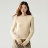 Otoño/Invierno Nuevo 100% Cachemir Cuello Redondo Textura Hueca Capa Base Suave Pegajoso Perezoso Jersey de Punto Suéter de Manga Larga para Mujer