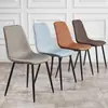 Respaldo de Silla de Comedor Hogar Lujo Ligero Negociación Restaurante Escritorio Taburete Simple Moderno Creativo Metal Nórdico Silla de Cuero