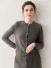 Cardigan Casual de Punto de Cachemir para Mujer, de un Solo Botón, Nuevo Estilo Holgado para Otoño e Invierno, Adelgazante, con Cuello Redondo, Estilo Grueso, Color Sólido