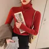 Camiseta interior de manga larga y cuello alto medio para mujer, adecuada para primavera y otoño, top de punto blanco, ropa interior elegante, suéter retro francés