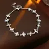 Pulsera Ajustable con Flor y Perlas Chapada en Oro Real de 18K, Lujo Ligero, Pulsera de Moda de Gama Alta, Joyería Simple y Versátil
