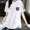 Camiseta feminina de manga curta, estoque excedente de comércio exterior transfronteiriço, moderna, versátil, estilosa, que rejuvenesce, top modelador, blusa básica
