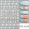 Novos adesivos de nail art transfronteiriços ins doce cartoon padrão de laço branco coração adesivos de unha adesivos