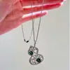 Plata de Ley S925 Estilo Chino Hueco Floral Ventana Esmeralda Calabaza Fortuna Collar Cadena de Cuello Exquisita Vintage Lujo Ligero