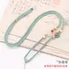 Lanyard de Flor Mandala Tejido a Mano Jade Ágata Cristal Colgante Cuerda de Collar Ajustable Jade Pei Lanyard Dorado