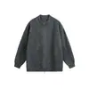 Ropa Vintage Yidao Otoño 2026 Nuevo Estilo Minimalista Retro Americano Color Sólido Holgada Chaqueta de Punto con Cremallera Doble Cuello Alto