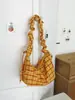 2026 Verano Nuevo Estilo Coreano Bolso Cruzado de Hombro de Gran Capacidad con Cuadros Negros y Grises y Encaje Bolso de Lona Simple de Moda para Mujer