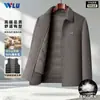 Jaqueta de lã dupla face masculina em estoque, outono e inverno, com gola de lapela, forro espessado, modelo curto, casaco de lã business casual