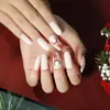 Uñas Portátiles de Navidad Copo de Nieve Amor Brillo Manicura Uñas Postizas Cortas Almendra Mariposa Uñas Largas Europeas y Americanas Venta al por Mayor
