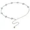 Corrente de Cintura Flor de Diamante Azul Retrô Francesa para Mulheres Versátil para Jeans Vestidos Modelador de Cintura Corrente Decorativa Acessório de Corrente de Temperamento Exquisito