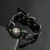 Pulsera Estilo Punk Caliente Pulsera de Cuero Vacuno Real Pulsera Letra X Eslabón Hebilla Pulsera de Cuero Vacuno