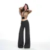 Pantalones Deportivos Casuales de Mujer Negros Ligeramente Elásticos Adelgazantes con Caída Ligeramente Sueltos Acampanados, Otoño/Invierno 2026, Soporte para Dropshipping