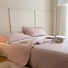 Estilo Coreano Ins de Alta Gama Color Morandi Doble Cara Todo Algodón Puntada Densa Acolchado Encaje de Volantes Clase A Colcha Juego de Tres Piezas