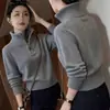 Suéter de punto de media cremallera de alta gama para mujer, cuello alto, nuevo estilo Otoño/Invierno, tejido suave y acogedor, top corto elegante y versátil
