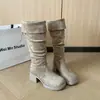 Nuevas botas de gamuza para mujer, estilos transfronterizos de otoño e invierno, de tacón alto, de caña alta, caña alta 2026, de tacón grueso, botas largas