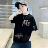 Nueva camiseta de verano para niños con estampado de letras de dibujos animados, top de verano de manga corta para niños, ropa para niños de tallas pequeñas y medianas