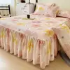 Novedad 2024 Falda de Cama de Franela Cepillada 100% Algodón Pieza Única Algodón Puro Espesado Cubierta de Cama de 1.8m Funda de Almohada Juego de Tres Piezas Estilo Princesa