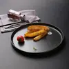 Conjunto de Pratos Simples de Cerâmica Preto Fosco Prato Vintage Prato Ocidental Prato Raso para Bife