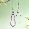 Corrente de Celular de Ametista Natural, Cordão para Celular, Pulseira Estilo Chinês Pingente Fivela de Cristal Torre Amarela, Venda Quente Atacado
