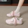 Sapatos Rosas de Tela Feios com Bico Largo para Mulheres 2025 Novos Sapatos de Treinamento Moral Respiráveis Doces Moda Esportiva Confortáveis Sapatos Brancos