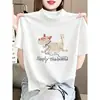 Camiseta de Algodón Puro para Mujer Otoño 2026, Cuello Alto Medio, Cepillada, Manga Corta, Corte Entallado, Estilo Coreano, Top Versátil y Elegante