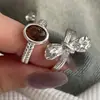 Nuevo Anillo de Moño Plegado Apilado para Mujer, Diseño Simple de Nicho, Diseño Versátil y Exquisito, Anillo Abierto para Dedo Índice