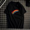 Camiseta de Manga Corta de Verano para Hombre Holgada Juvenil Marca de Moda Delgada Estampado Arcoíris Cuello Redondo Camiseta Básica de Algodón Ropa para Hombre