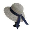 Sombrero de playa de verano con lazo y ala grande para vacaciones, sombrero de paja para mujer con estampado de nieve, para viajes, playa, sombrilla, protector solar, sombrero fresco