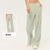 Calça feminina casual de alta qualidade, com forro de fleece térmico, corte solto, perna reta e larga, calça longa quente e que retém o calor para yoga e fitness