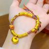 Pulseira Estilo Chinês Sete Cores Gordura de Veado Bênção Coração Azul Cobre Banhado a Ouro Pulseira de Corda Trançada Retrô de Alta Qualidade Combina com Tudo Joias Femininas