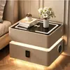 Mesita de Noche Inteligente Colgante para Dormitorio del Hogar, Gabinete de Noche de Madera Maciza, Gabinete de Almacenamiento Simple Multifuncional Minimalista Moderno de Lujo Ligero