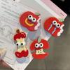 Divertido y Gracioso Expresión Pasador de Manzana Roja Cabello Manzana de Ojos Grandes Clip para Flequillo Dibujos Animados Versátil Clip de Pico de Pato Tocado para Niña para Mujer