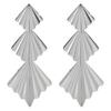 E12939 Pendientes de personalidad sencilla europeos y americanos, diseño irregular largo, forma de abanico plegable, pendientes triangulares versátiles