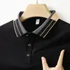 Nueva Camiseta de Manga Corta de Verano para Hombres Jóvenes y de Mediana Edad, Casual y a la Moda, Color Sólido, Cuello de Solapa, Delgada, Transpirable y Fresca
